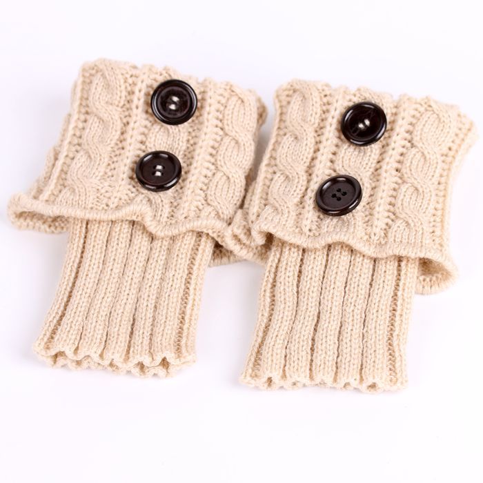 Cable Knit Boot Cuff Leg Warmers with Buttons Women Fashionable Foot Coverings